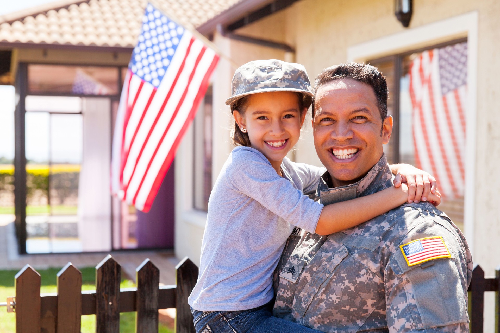 us army soldier and little daughter